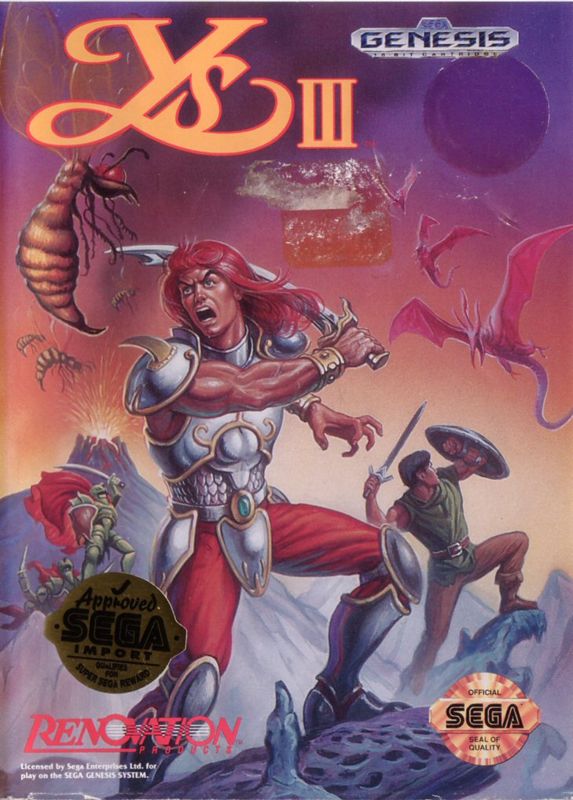 Ys III: Wanderers from Ys box art for Sega Mega Drive